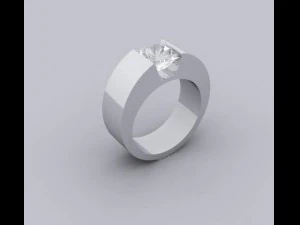 срібний перстень з діамантом 3D Модель