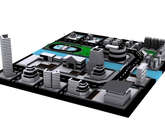 city neighborhood 3Dモデル .c4d .max .obj .3ds .fbx .stl .blend 
