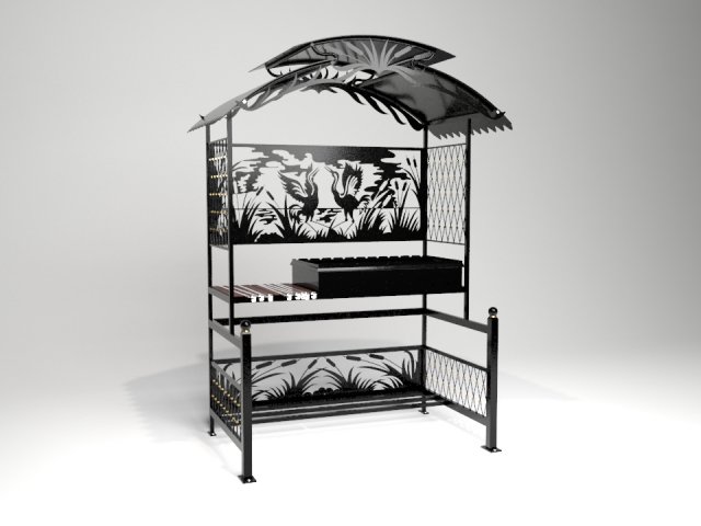 chargrill with roof 3D Modell .c4d .max .obj .3ds .fbx .stl .blend 