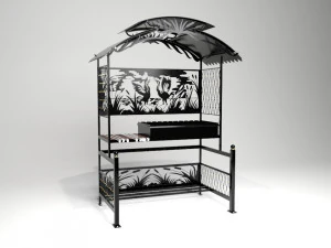 屋根付き炭火焼きグリル 3Dモデル