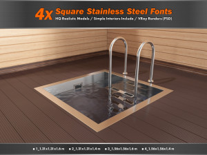 square stainless steel fonts Model 3D