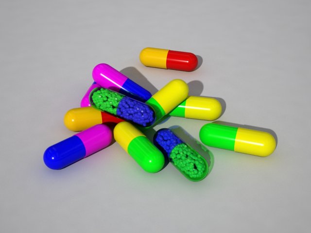 vitamins in capsules Model 3D .c4d .max .obj .3ds .fbx .stl .blend 