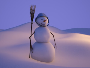 falling snow and small house Model 3D