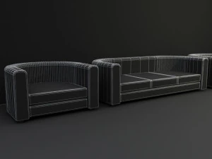 sofa with chairs 3D Model