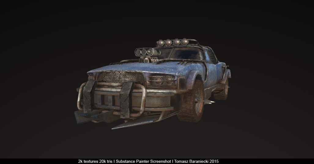 hunter post apo car 3D Model .c4d .max .obj .3ds .fbx .stl .blend 