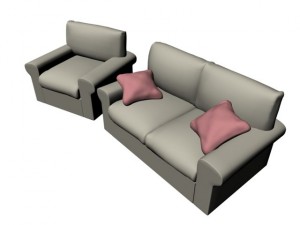 sofa and armchair 3D Model