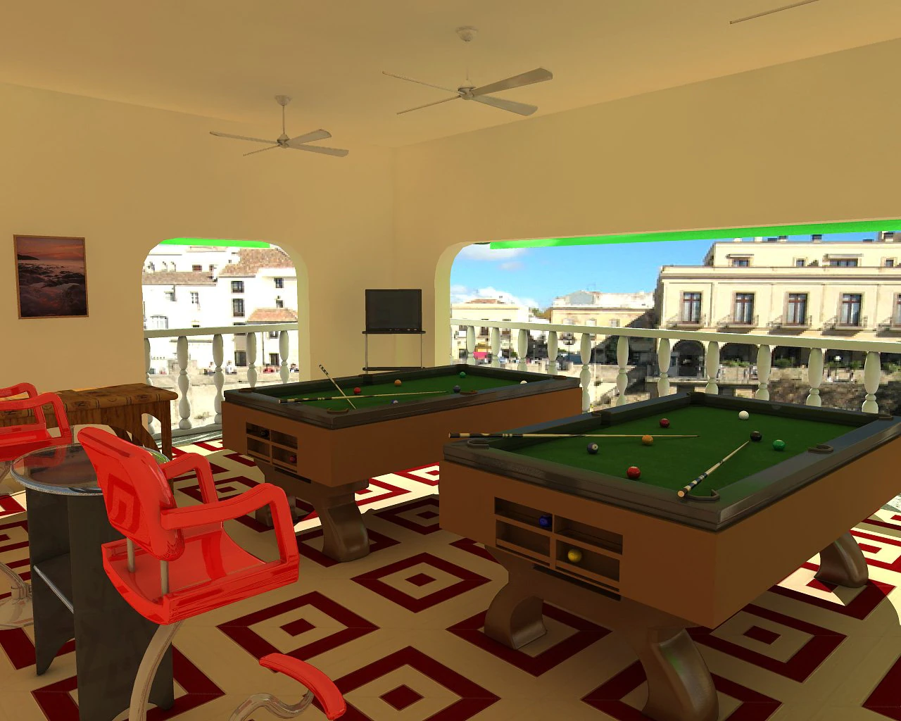 billiard alley set 3D Model .c4d .max .obj .3ds .fbx .stl .blend 