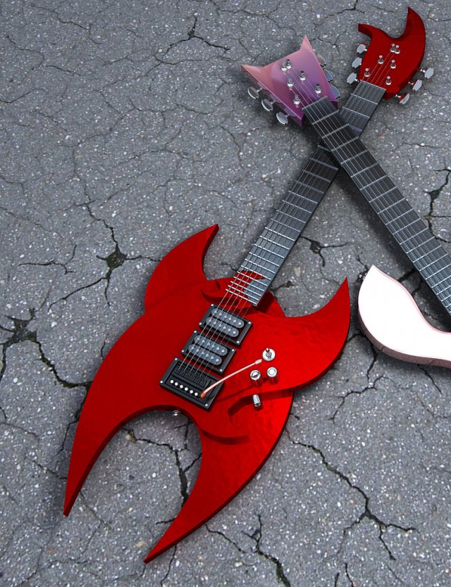horseshoe electric guitar 3D मॉडल .c4d .max .obj .3ds .fbx .stl .blend 
