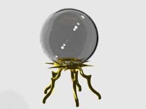 crystall ball on golden stand Modèle 3D
