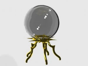 황금 스탠드에 수정구슬 3D 모델