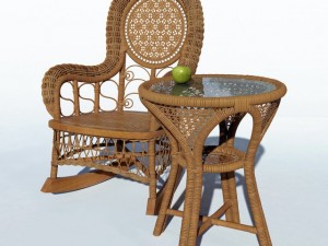 armchair fancy antique natural victorian wicker ro 3D Model