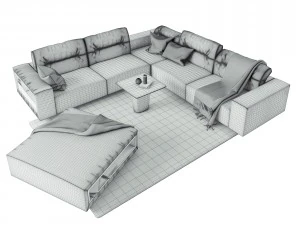 boconcept hampton corner sofa in fabric 3D Model
