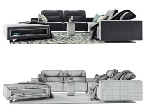 boconcept hampton corner sofa in fabric 3D Model