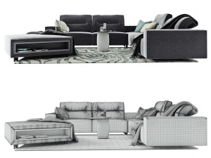 boconcept hampton corner sofa in fabric 3D Model