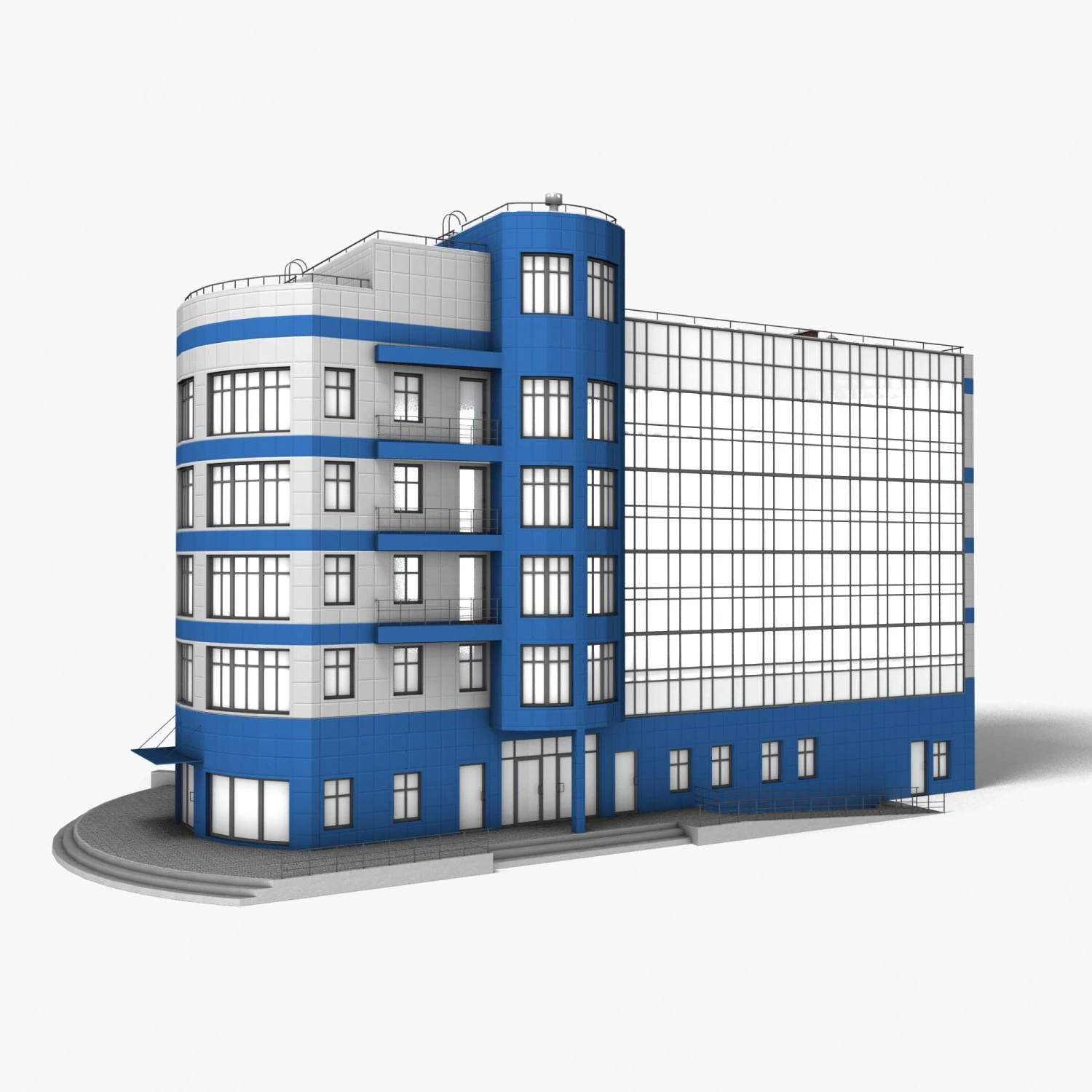 Office Building 001 3D Model .c4d .max .obj .3ds .fbx .stl .blend