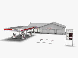 Posto de gasolina 001 Modelo 3D
