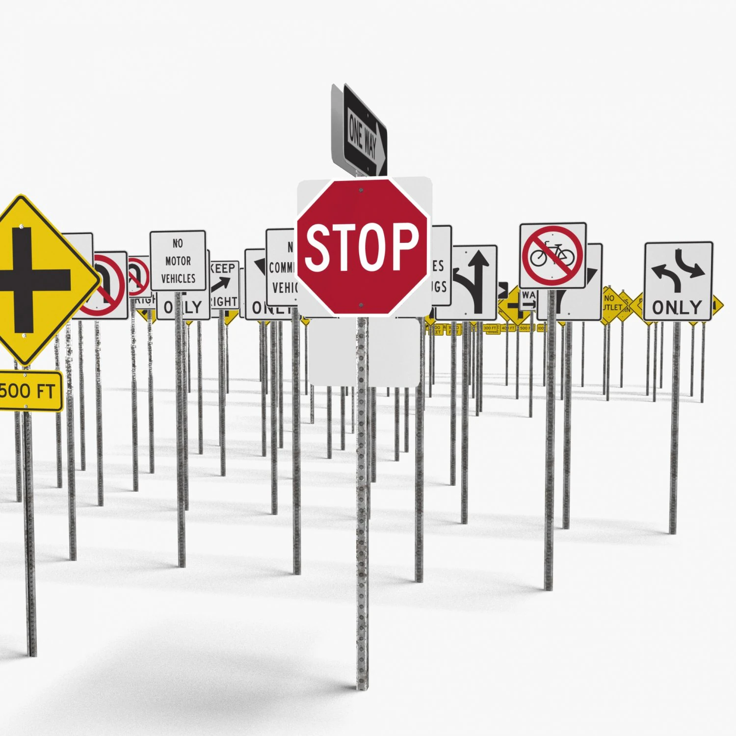 Road Signs Set01 3D Model .c4d .max .obj .3ds .fbx .stl .blend