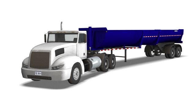 Truck001 DumpTrailer Modello 3D .c4d .max .obj .3ds .fbx .stl .blend 
