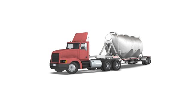 Truck003 DryBulk Trailer 3D Модель .c4d .max .obj .3ds .fbx .stl .blend 