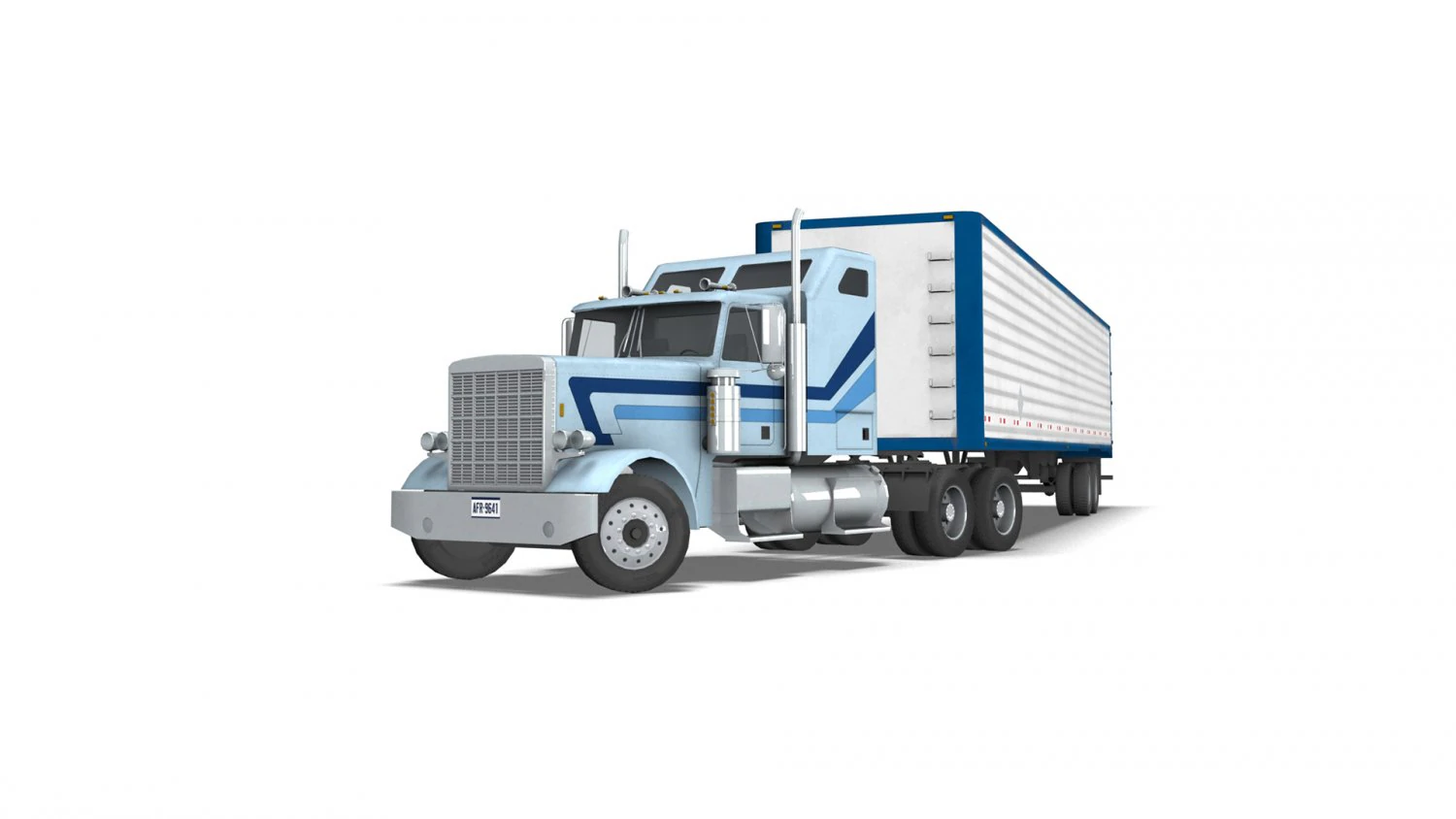Truck004 DryVan Trailer 3D Model .c4d .max .obj .3ds .fbx .stl .blend