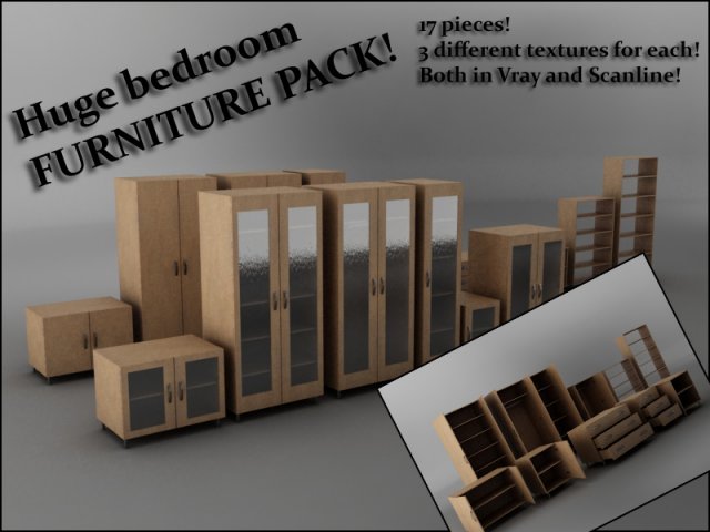 bedroom furniture pack 3Dモデル .c4d .max .obj .3ds .fbx .stl .blend