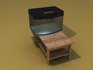table with aquarium Model 3D