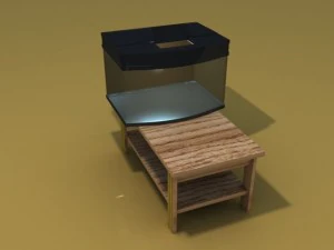 带水族馆的桌子 3D 模型
