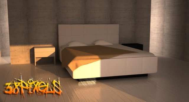 bed with bedside tables Modello 3D .c4d .max .obj .3ds .fbx .stl .blend 