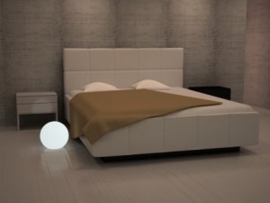 bed with bedside tables Modello 3D