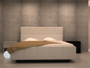 bed with bedside tables Modello 3D