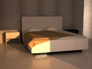 bed with bedside tables Modello 3D