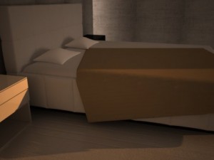 bed with bedside tables Modello 3D