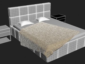 bed with bedside tables Modello 3D
