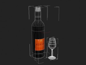 wine bottle with wine glass 3Dモデル