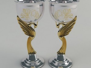 set of wineglasses silver swans with gilding Modèle 3D