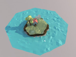 low poly island with house 3D 모델