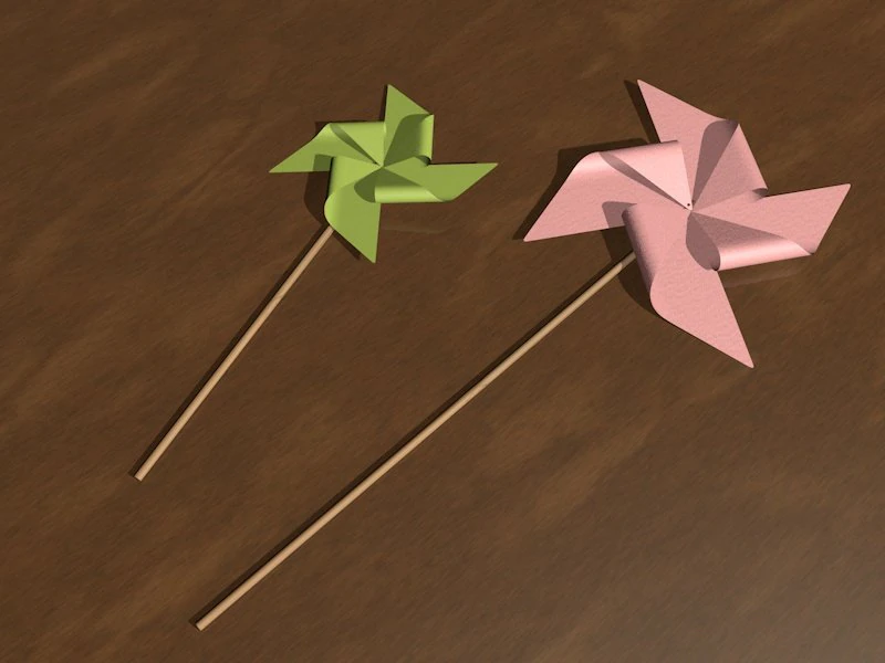 paper pinwheel 3D Model .c4d .max .obj .3ds .fbx .stl .blend