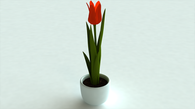 tulip in pot 3D Model .c4d .max .obj .3ds .fbx .stl .blend 
