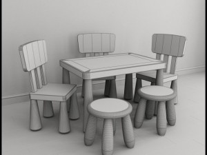 ikea mammut furniture set kids Modele 3D in Chaise 3DExport