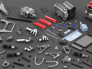chassis ferrari ff - v12 engine tipo f133e awd system - disassembled 3D Model