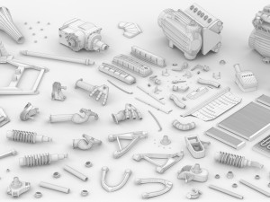 chassis ferrari ff - v12 engine tipo f133e awd system - disassembled 3D Model