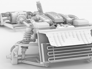 chassis ferrari ff - v12 engine tipo f133e awd system - disassembled 3D Model