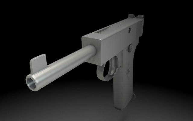 webley and scott automatic pistol cal455 3D Model .c4d .max .obj .3ds .fbx .stl .blend 