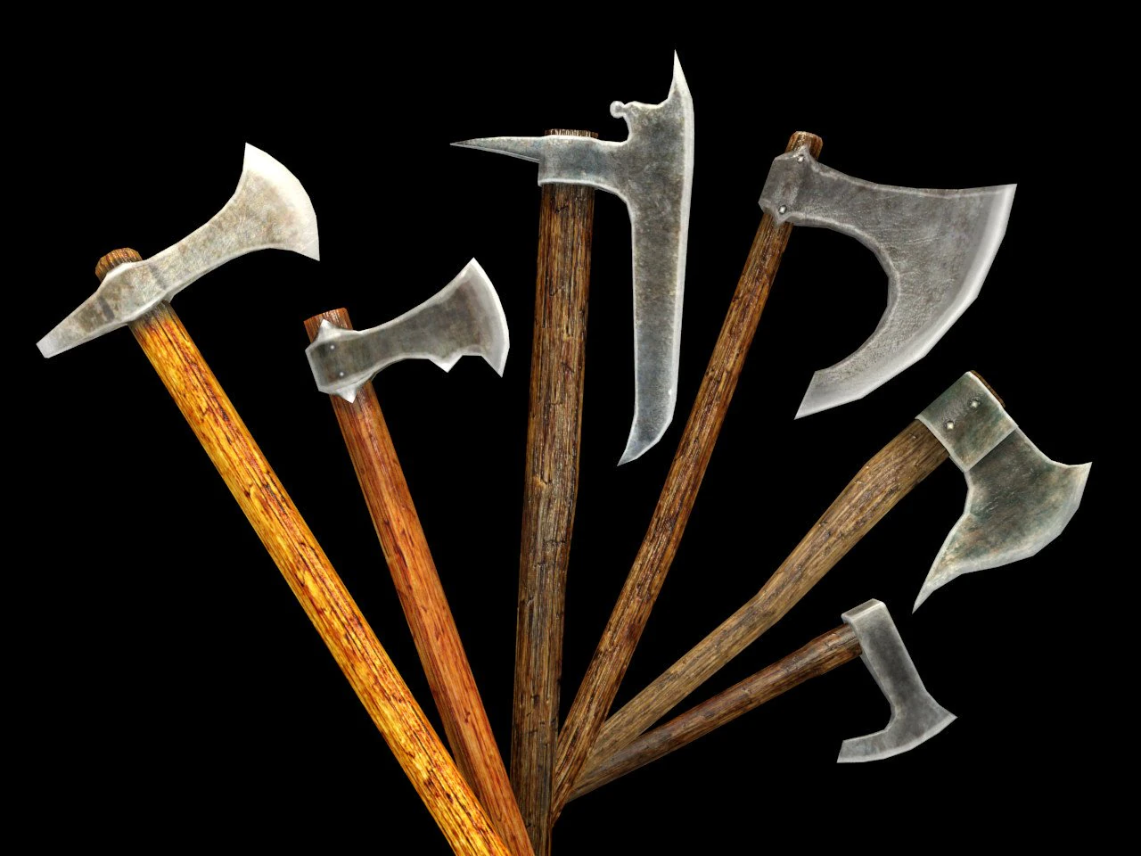 battle axe pack 3D Model .c4d .max .obj .3ds .fbx .stl .blend