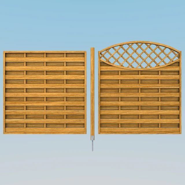 wooden fence modules 2 3D Model .c4d .max .obj .3ds .fbx .stl .blend 