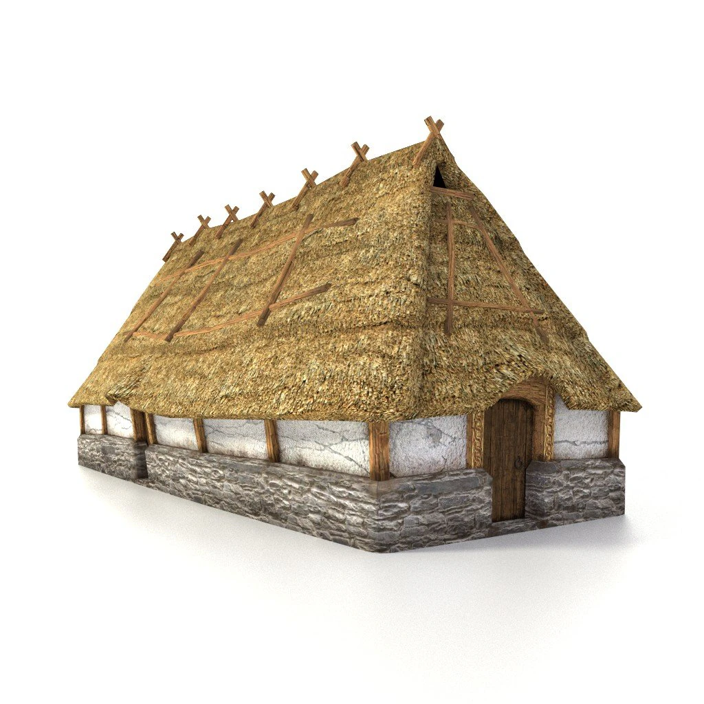 medieval longhouse 3D Model .c4d .max .obj .3ds .fbx .stl .blend 