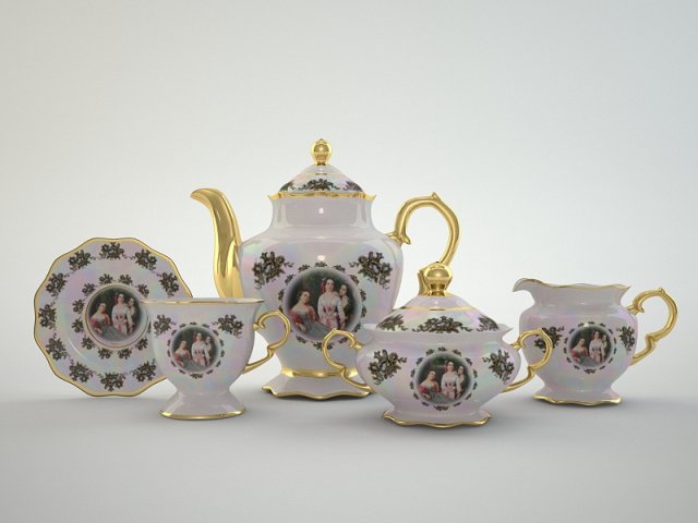 tea service 3D-Modell .c4d .max .obj .3ds .fbx .stl .blend 