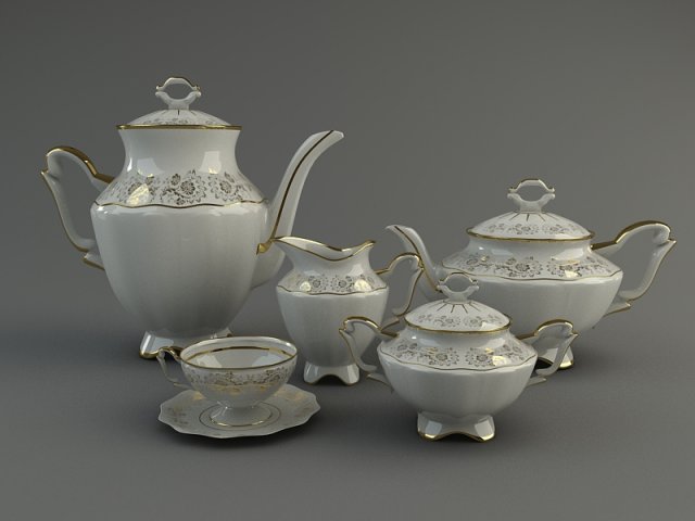 tea service 3D-Modell .c4d .max .obj .3ds .fbx .stl .blend 