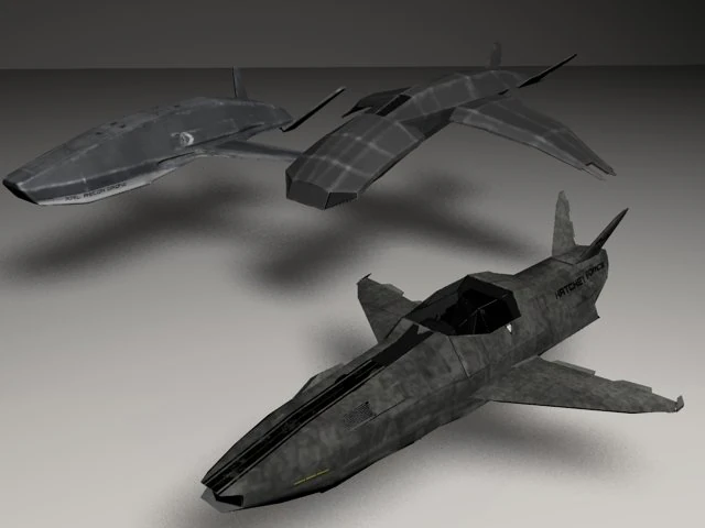 sci fi aircraft bundle3pack 3D Model .c4d .max .obj .3ds .fbx .stl .blend 