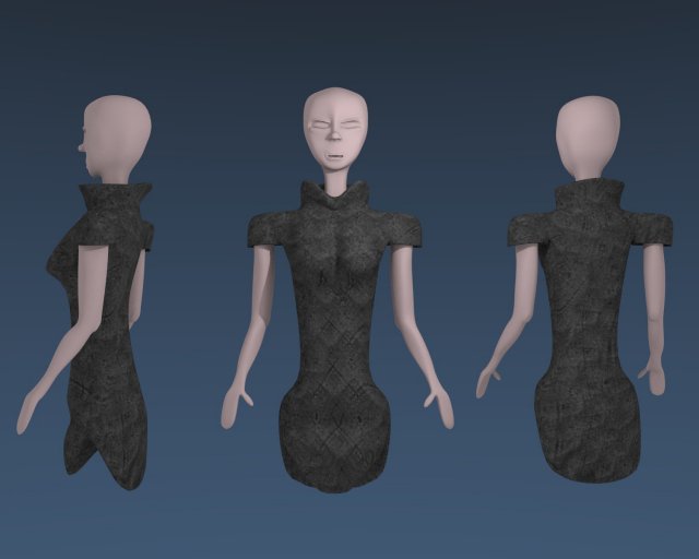 siminian dress grey crosshatch 3D Model .c4d .max .obj .3ds .fbx .stl .blend 